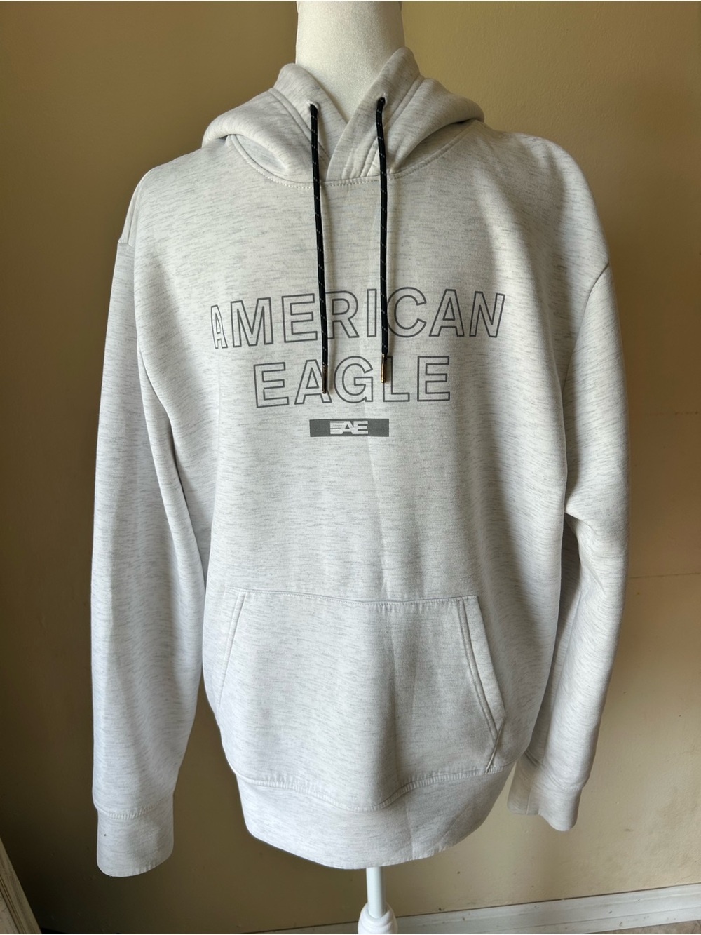 American Eagle Outfitters Light Heather Gray Logo Hoodie